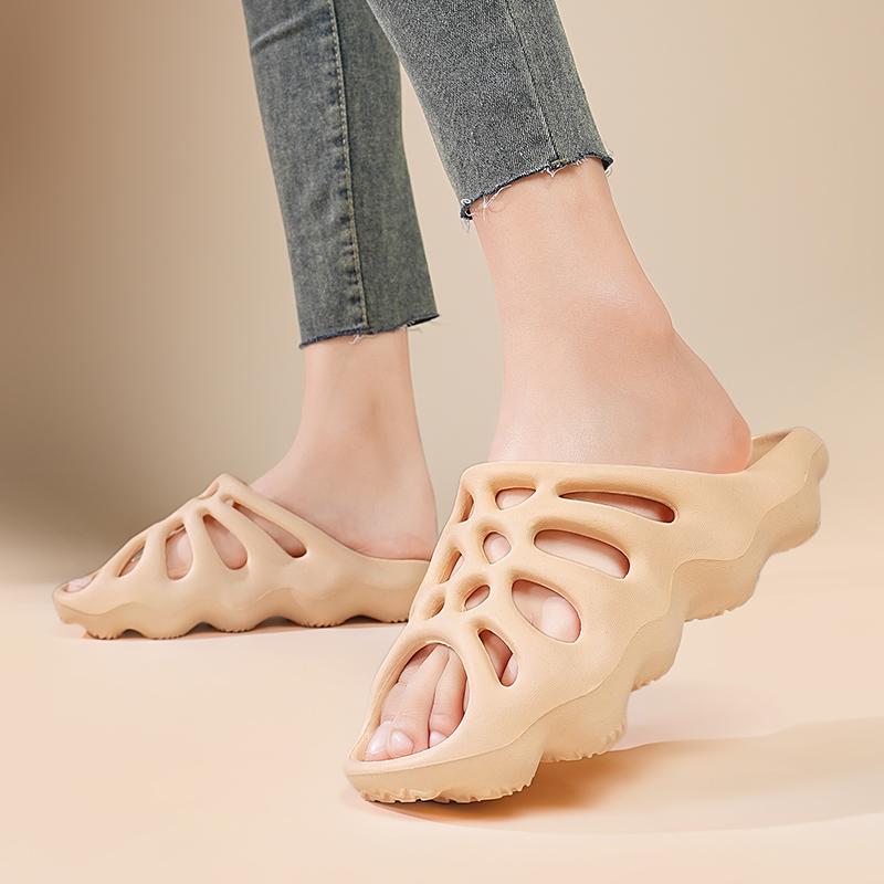 Fashion Summer Street Style Spider Web Fish Toe Hole Wave Women Slippers Loose Beach Indoor Bathroom Hotel Home Shower Women Slippers
