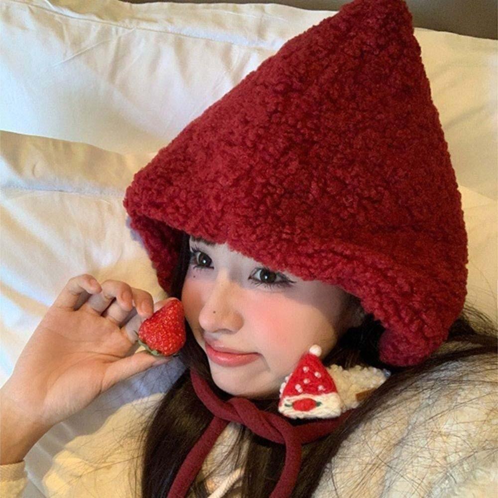 Fluffy Lambswool Cap Beanie Winter Plush Hat Personality Ear Protection Hat  Winter