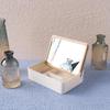  Cosmetic Storage Box with Wooden Lid Mirror Makeup for Case for Jewelry Rings Necklaces Earrings Compartment