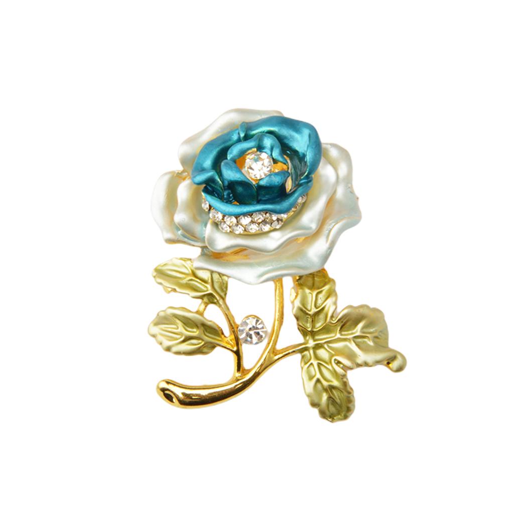 

Brooches for Women Girls Rose Rhinestones Enamel Pins Glitter Brooch Jewelry Shawl Evening Dress Decorations Womens Accessories blue