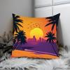 Tropical Sunset Palm Tree Pillowcase Cushion Cover Boho Beach Decor 40x40cm Accent Pillow Home Art Print Throw