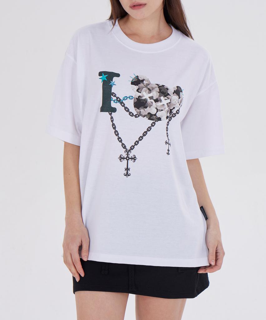 DYSFUNCT I Love Camo Bear T-Shirt(White)