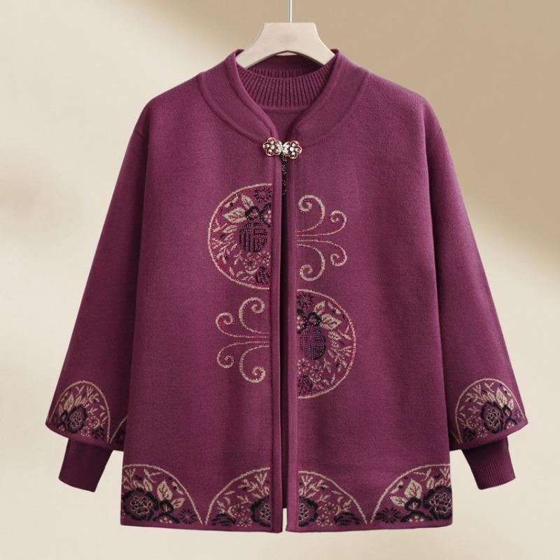 

Пожилая женщина среднего возраста весенне-осеннее пальто женское для мамы топ-двойка праздничная бабушка короткий повседневный вязаный свитер маленький человек 4XL (recommended 140-82.5 kg)