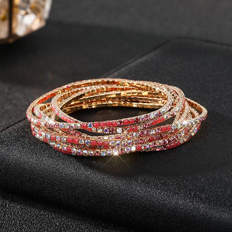 Diamond Elastic Bracelet Color Zircon Rhinestone Claw Chain Crystal Bracelet Gemstone Full Diamond Jewelry