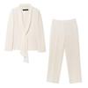 Europese & Amerikaanse Socialite Stijl Slankmakend Pak: Taille-cinching Jas met Lange Mouwen + Broek Set