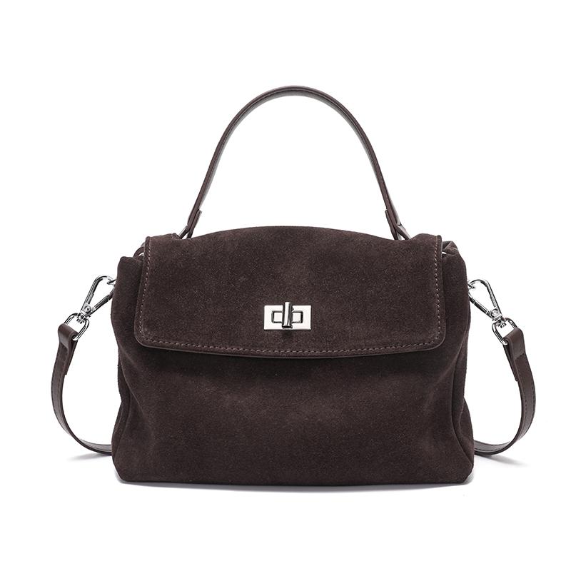 

Women s Suede Cowhide Luxury Shoulder Bags Female Soft Cow Leather Durable Crossbody Bag Ladies Fashi Trend Classic Handbags 25x10x18.5cm кавовий