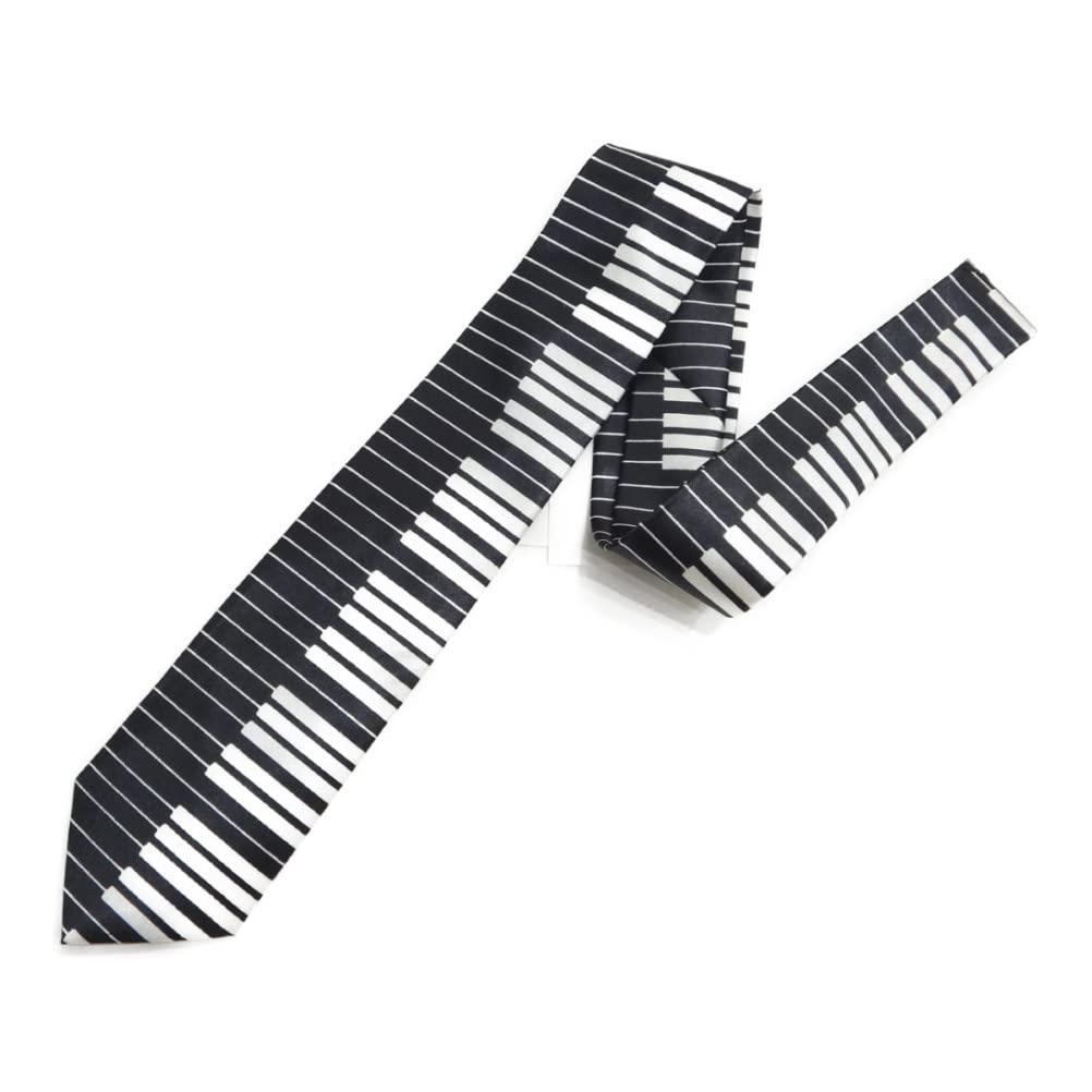 

[CUFFSMANIA] Piano Keyboard, Black and White, Music, Stylish, Monochrome, Comic Tie