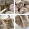 Chic Plush Women's Tote Bag, Imitati Mink Fur Women Handbag, Vegetable Basket Bag, Pleated Bag, Stylish Shoulder Crossbody Bag