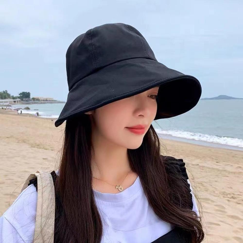 New Wide Brim Sun Hat Summer Sun Protection Bucket Hat Fisherman Hat Sun Cap UV Protection Hat Foldable Can Tie Ponytail Outdoor