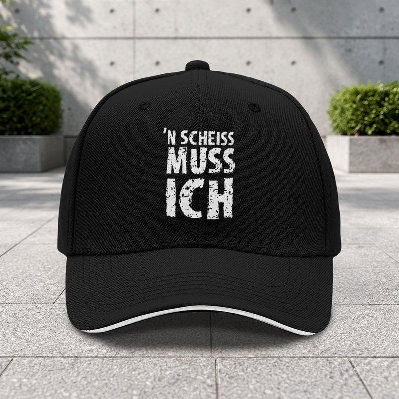 1pc N Scheiss Muss Ich Adjustable Sandwich Baseball Cap Trendy Printing Process Suitable For Outdoor Sports And Camping Ent