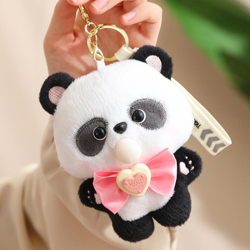 Panda Plush Cuddly Keychain Stuffed Bubble Blowing Designs Collectible Gifts