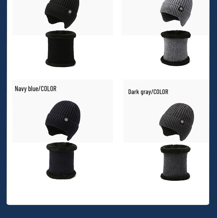Men's Winter Wool Hat & Scarf Set: Thickened, Ear-Protecting, Cold-Proof, Warm, Knitted, Ideal for Riding