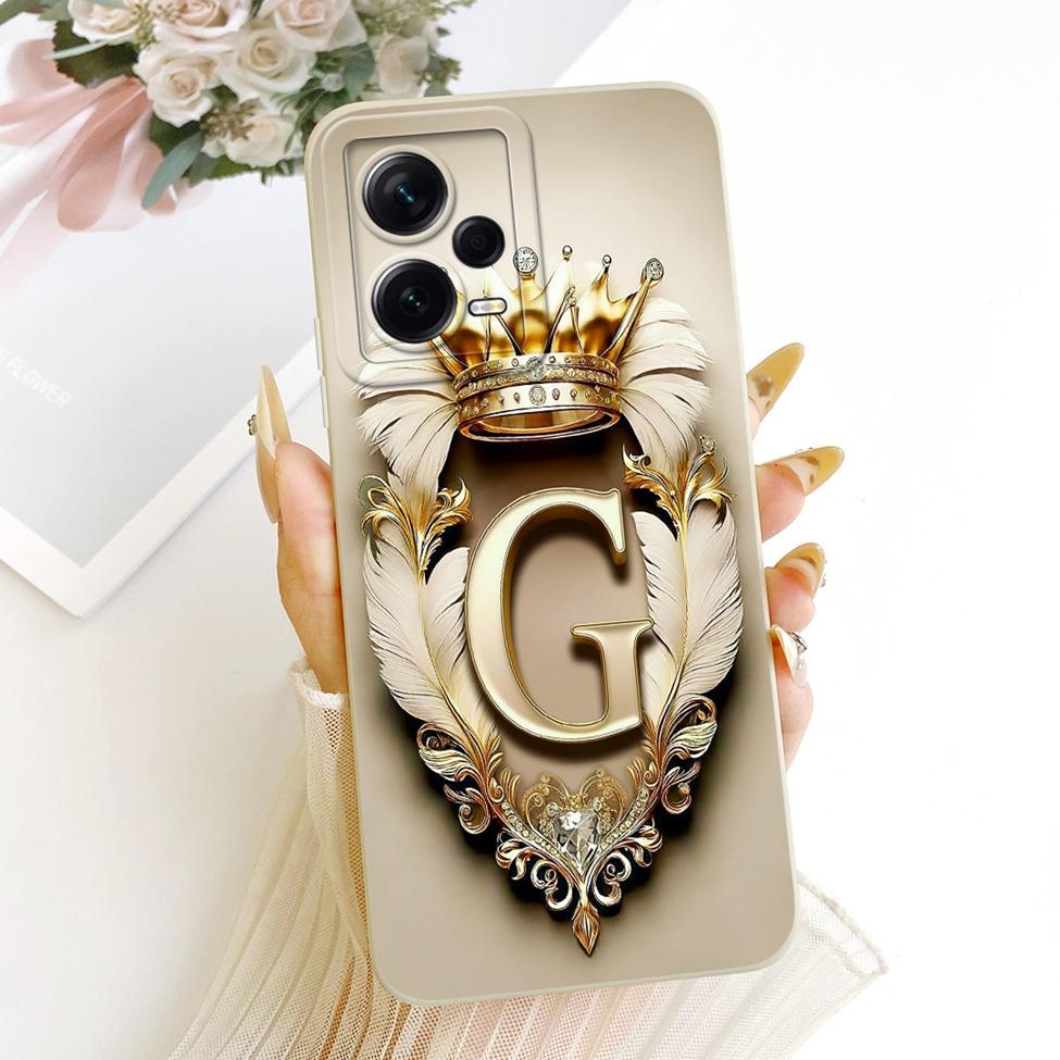 For Xiaomi Poco X5 5G Case Cover Luxury A-Z Letters 2D Painted Silicone Phone Casing For PocoX5 5G 22111317PG 22111317PI