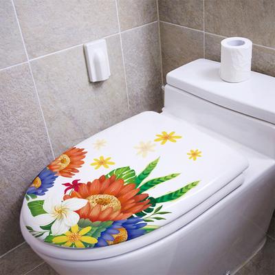 Flori Plante Autocolant de toaletă Autocolant capac de toaletă Autocolant de perete pentru baie Decal decor pentru capacul de toaletă