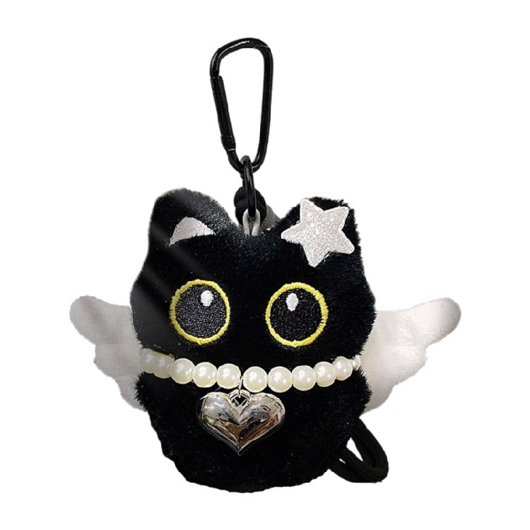 Chaveiro de Gato de Pelúcia Asa Fantasmagórica Estilo Fofo Adorável Pingente de Bolsa Material Macio Presente Para Decoração de Halloween Natal