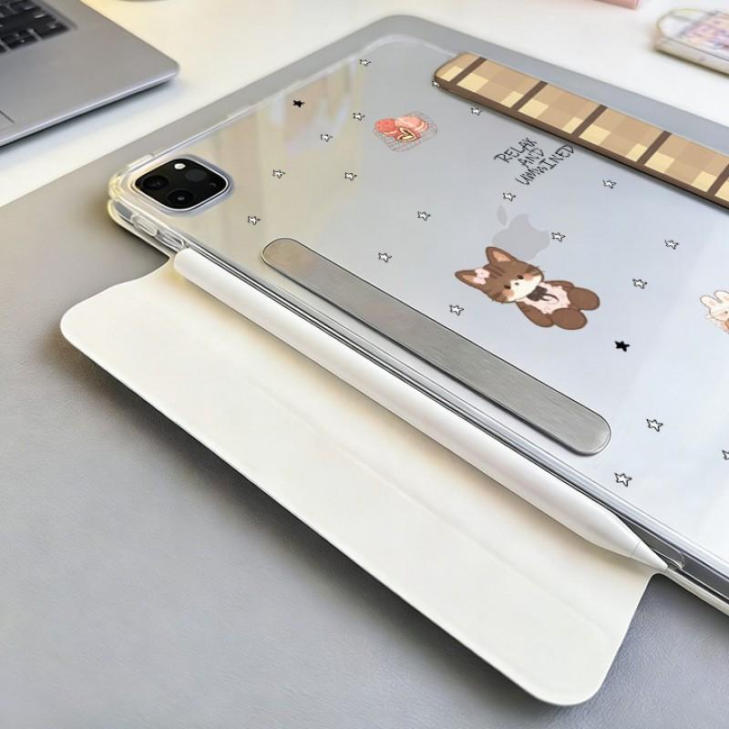Magnetic Detachable Multi-Fold Case IPad 10.2 Air 10.9 Pro 11 With Auto Sleep Acrylic PU Leather Cartoon Style