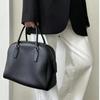 Minimalist Genuine Leather Boston Bag Women Large Capacity Tote With Zip Soft Shell Daily Use