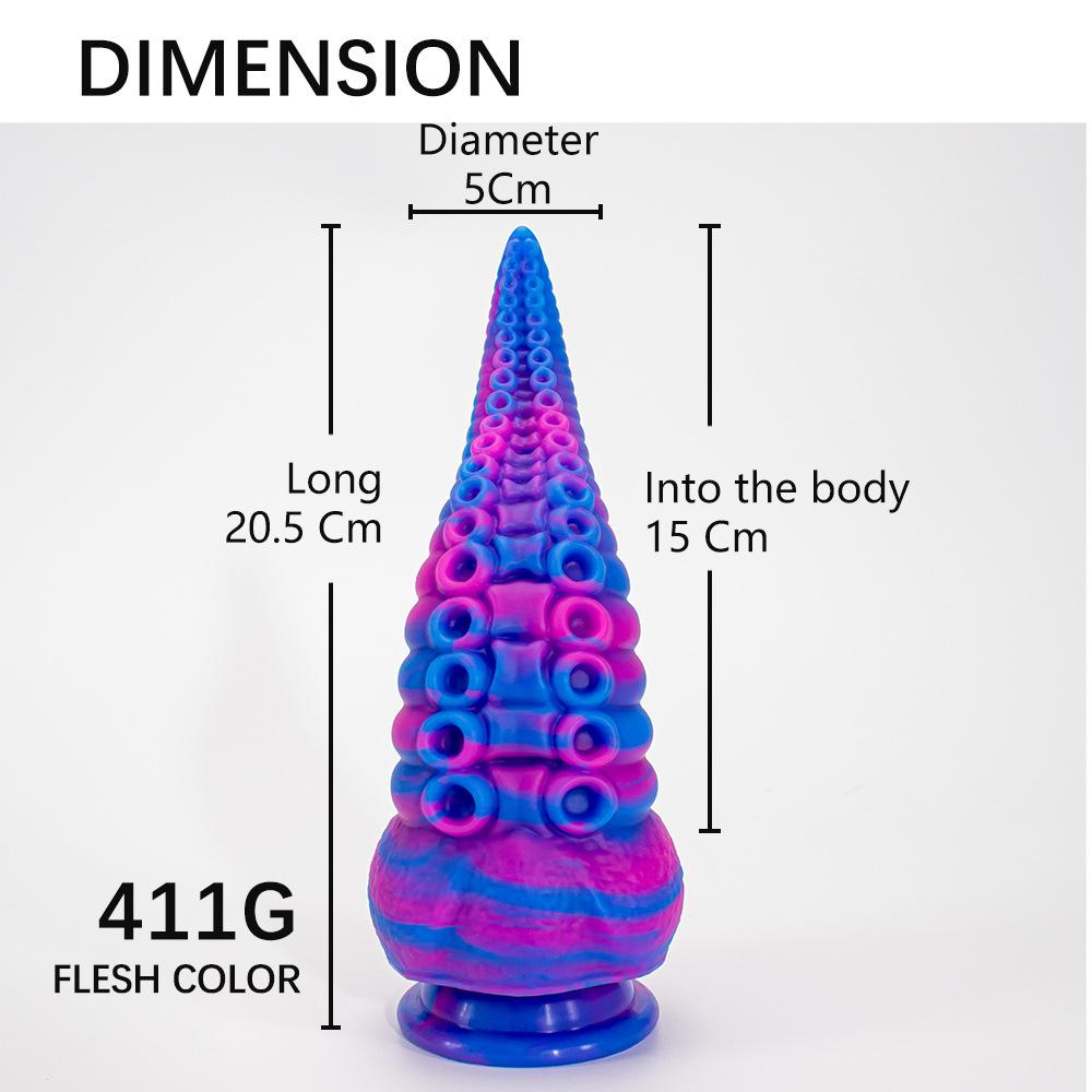 Mixed Color Camouflage Shaped Anal Plug Liquid Silicone Simulation Harem Fake Penis SM Adult Sexual Anal Plug Product