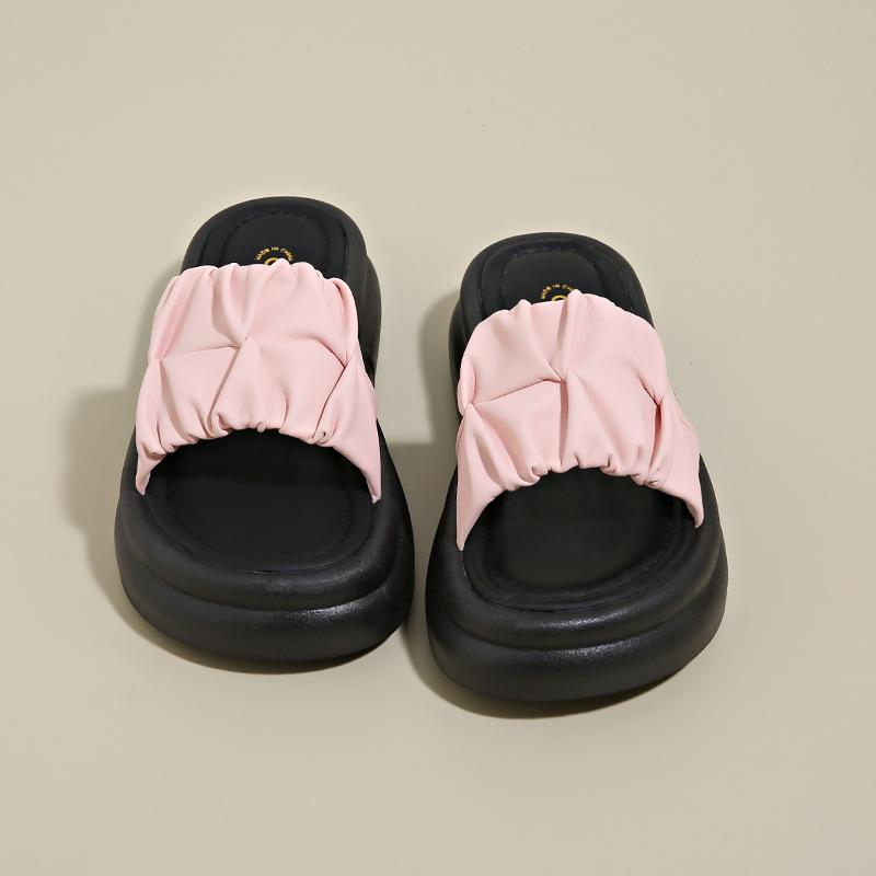 

лето 2025 новая корейская верхняя одежда версия одно слово женские тапочки маленький каблук водонепроницаемые настольные сандалии 40 розовый