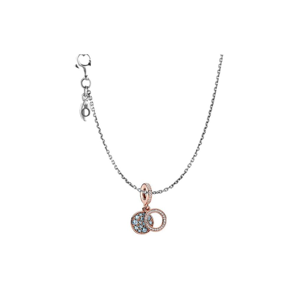 Pandora Rose Gold Light Blue Double Charm Pendant Women pendant 789186C03