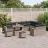 Ensemble de canapés de jardin de 12 pièces avec coussins gris en rotin poly et acacia, Ensemble de salle à manger de jardin 3363608