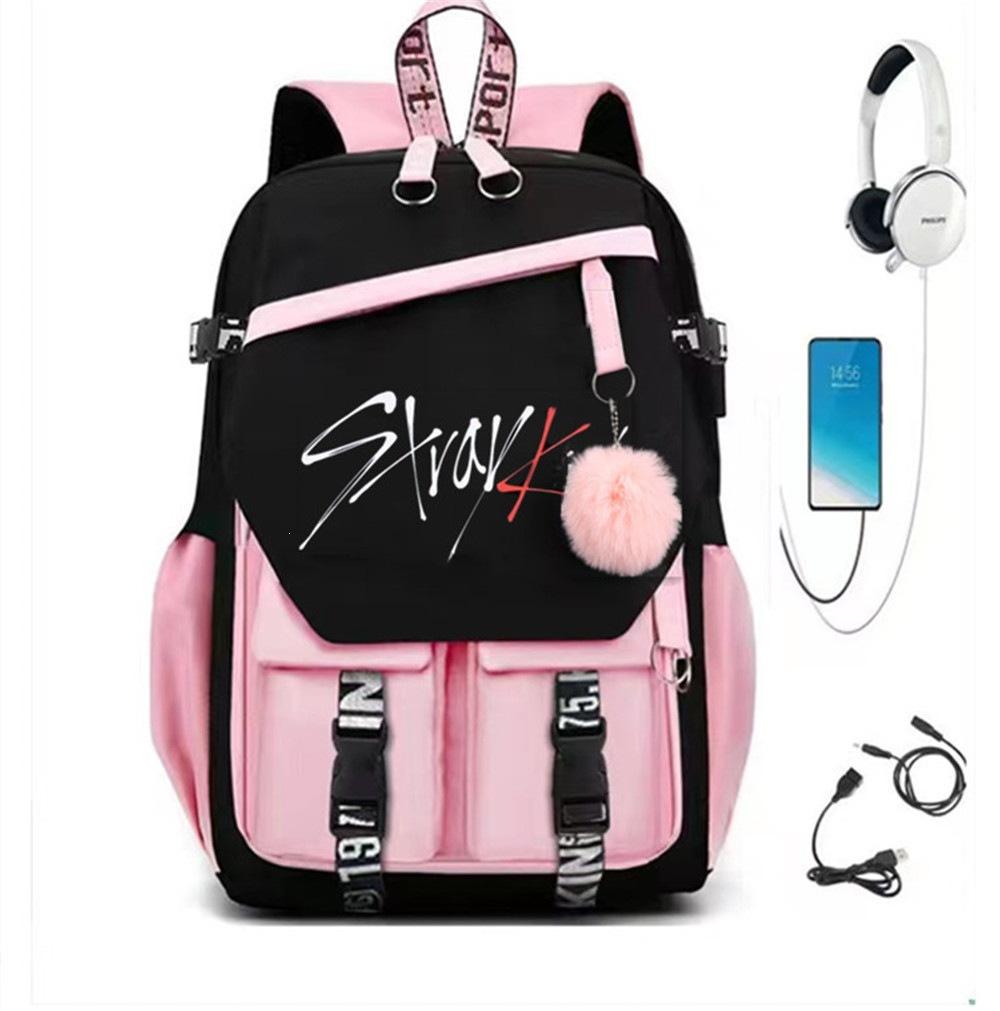 Straykids Combination Peripheral With Backpack Backpack School Bag Usb Charging Student Large Capacity 29x16x45cm 490gram