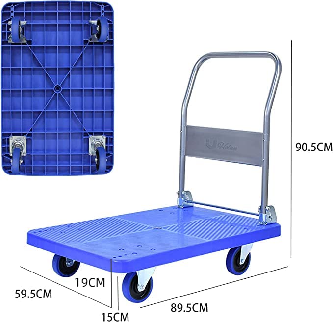 Uholan Folding Trolley Pull Goods Moving Trailer Office Shopping Cart Bearing Strength 400KG Hauling