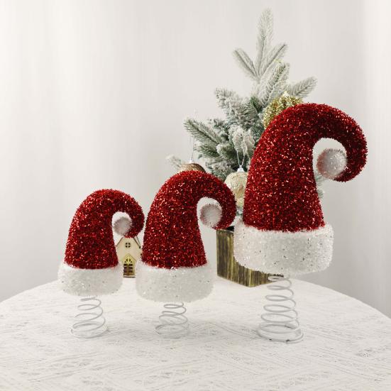 Christmas Hat Tree Top Star Sequin Decoration Festive Atmosphere Xmas Hat Tree Topper Holiday Party Decoration