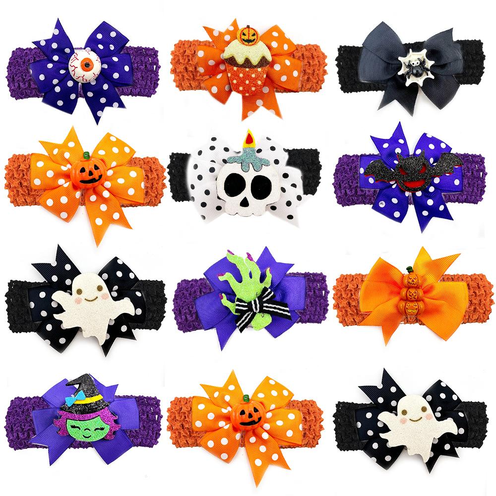 30/50pcs Halloween Pet Necktie with Elastic Band Bow Tie Collar for Small Middle Large Dogs Bow Ties Pet Grooming Accessories
