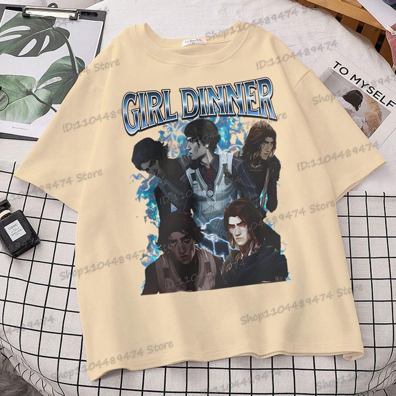 Viktor Arcane Girl Dinner T-shirt League of Legends Classic Street Style Top Clothing Women/Men Lol Fan Gift Anime Apparel Shirt