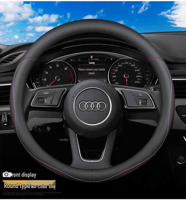 Genuine Leather Steering Wheel Cover for 2021 XPeng P7/G3/P5, Ultra-Thin, All-Season.