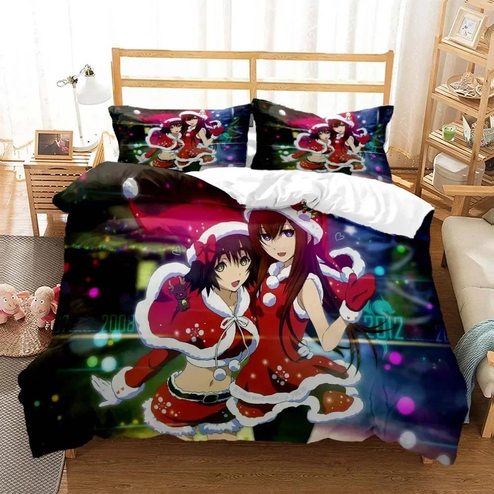 Comforter Steins Gate Digital Printed Polyester Bedding Set For Boys And Girls Three Piece Comfortable Soft Couple Gift Bedding Set