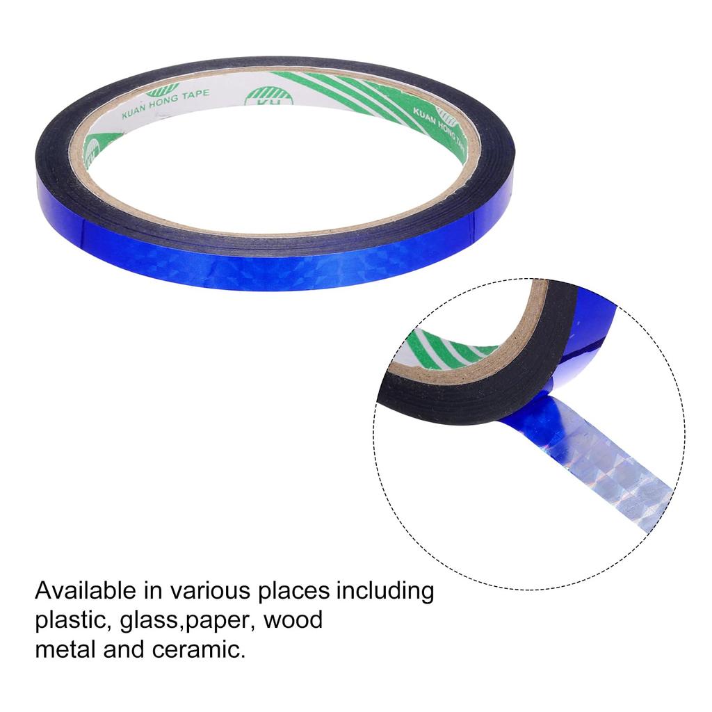 uxcell Blue Plaid Metallized Tape 0.2" x 55 Yards Decorative Tape for Detail Accent Wall Graphic Arts