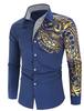 Men Long Sleeve Shirt With Metallic Print For Casual Wear And Spring Fashion