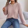 Vintage Herbst Winter Strickwaren Cardigan Locker Langarm O-Ausschnitt Einfarbig Pullover Oberteil