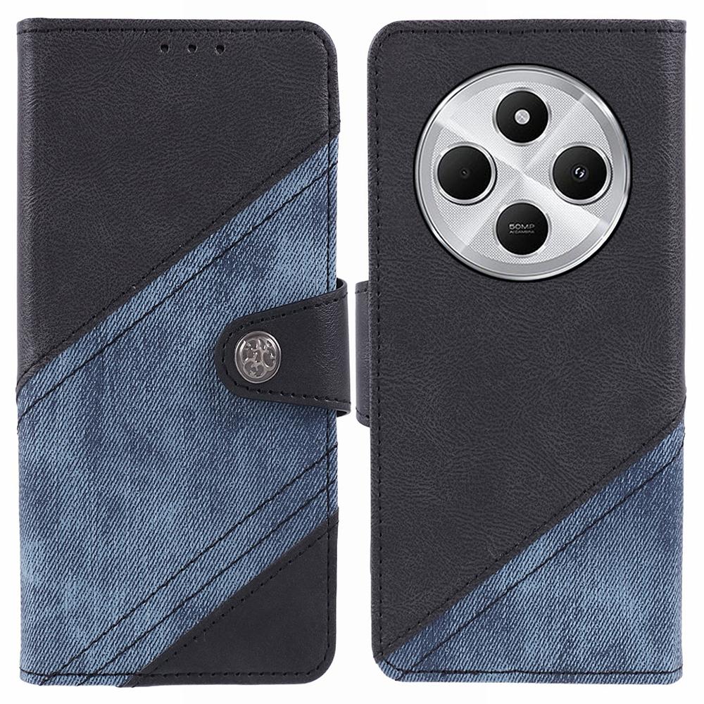 For Xiaomi Poco C75 4G/Redmi 14R 5G/14C 4G Case Splicing Texture Leather Phone Cover Viewing Stand
