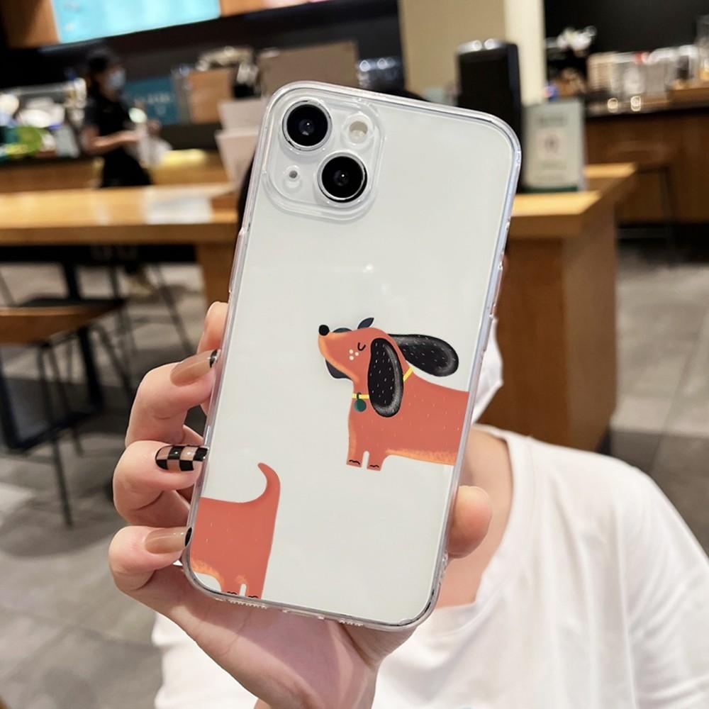 Custodia Telefono Cane Silhouette Bassotto Per iPhone 17 16 15 14 13 12 11 Pro Max XS X XR 16e Cover Posteriore Trasparente Funda