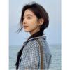 Zhang Ruonan Blue Plaid Shirt Women's Early Spring New Loose Large Size Thin Sunscreen Top