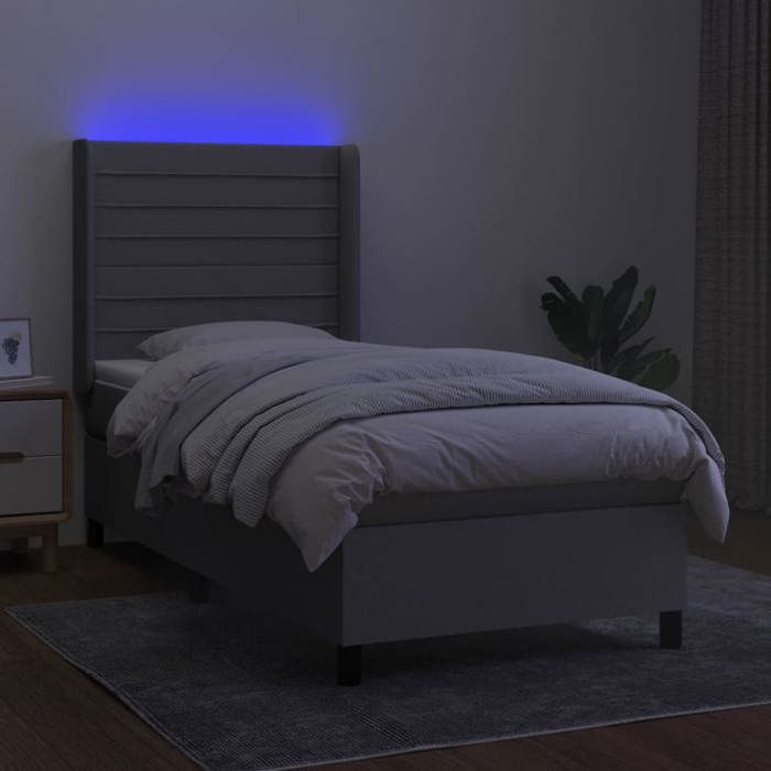 VidaXL Sommier à Lattes de Lit avec Matelas et LED, Lit Rembourré, Lit Simple, Lit Adulte de Chambre à Coucher Intérieur, 3138357