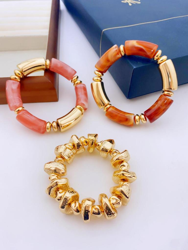 European & American 3-Piece Acrylic Bamboo Bead Necklace