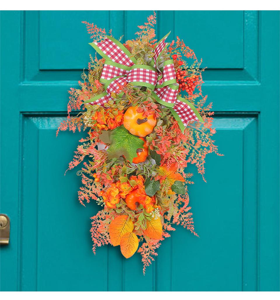 Fall Wreaths For Front Door, Artificial Leaf Pumpkin Berry Wreath For Wreath Indoor Outdoor Decorations