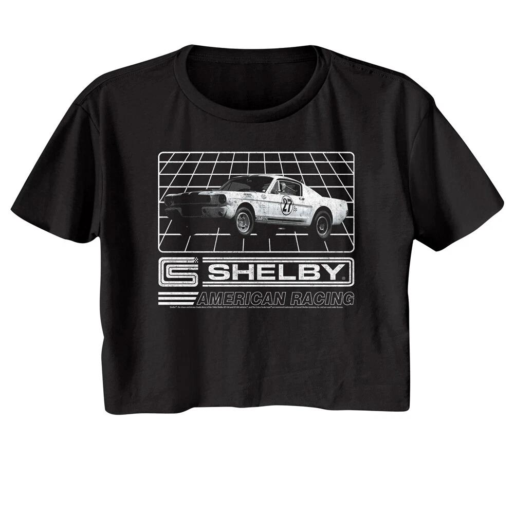 Carroll Shelby Mustang American Racing #27 Grid Box Women s Crop Top T Shirt M