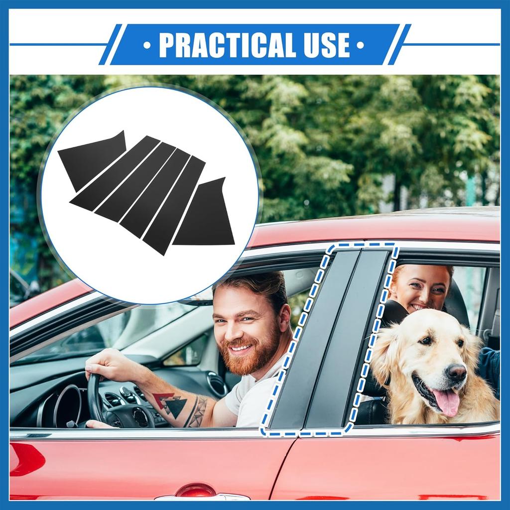 6 Pcs Pillar Posts Door Window Trim Cover Compatible for Chevrolet Malibu 2016-2021, Durable Plastic Black Anti Scratch Stickers Door Pillar Moldings