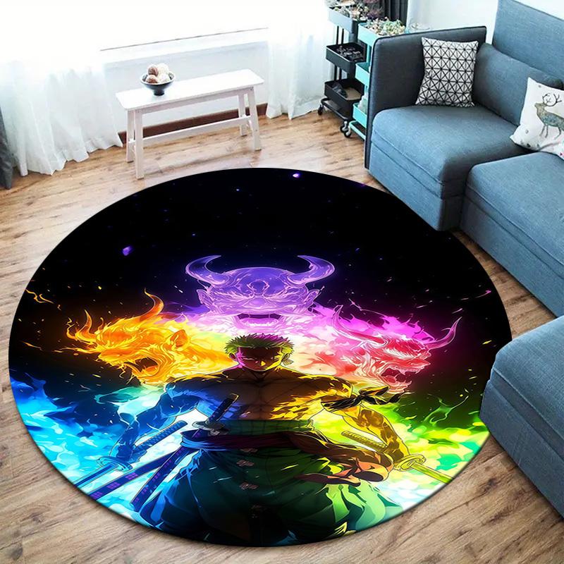 Roronoa Zoro Round Area Rug Carpet Rug For Living Room Bedroom Sofa Playroom Decor Nonslip Floor Mat