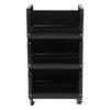 Kitchen Storage Shelf Multiple Layers Stainless Steel Multifunctional Mobile Shelving Unit Cart Black Color 3 Layers