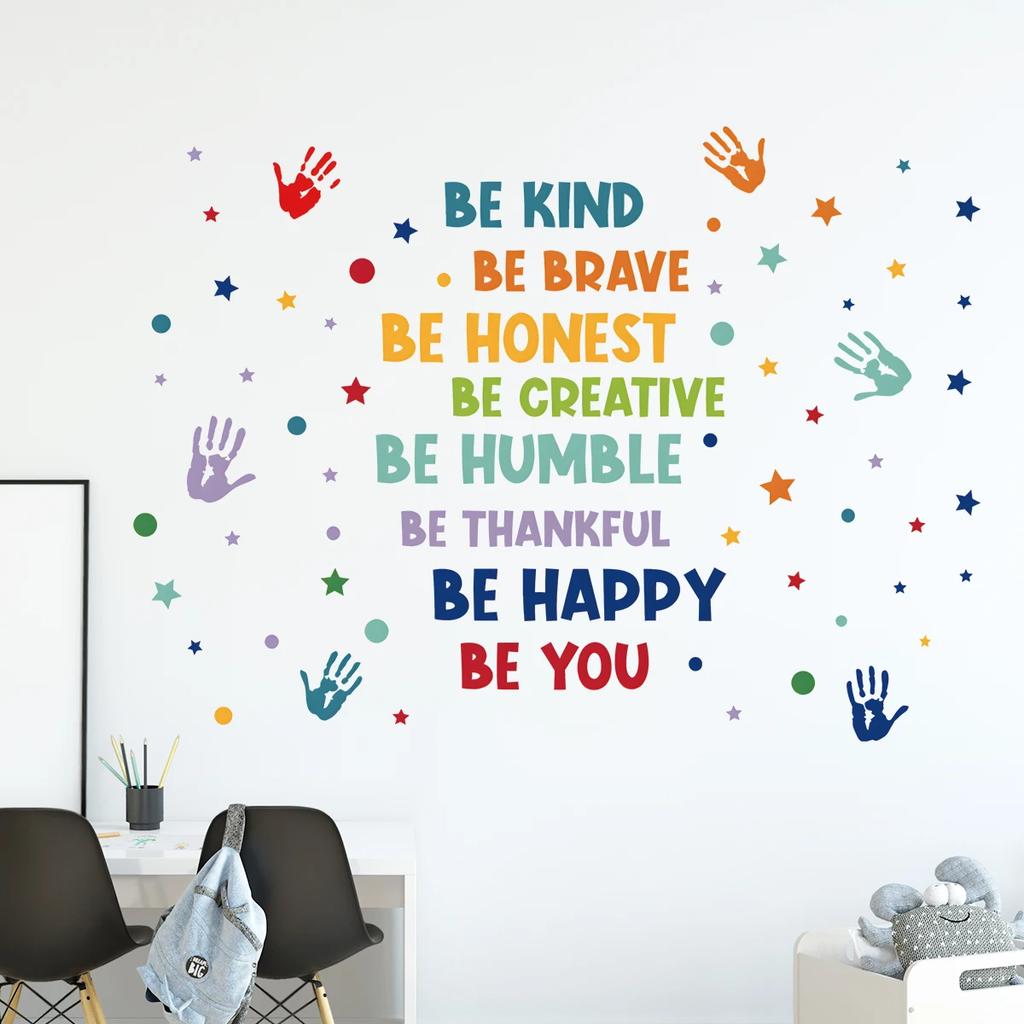 Colorful Inspirational Phrases Text Wall Stickers For Kids Room Background Wall Decals Living Room Decoration Home Decor
