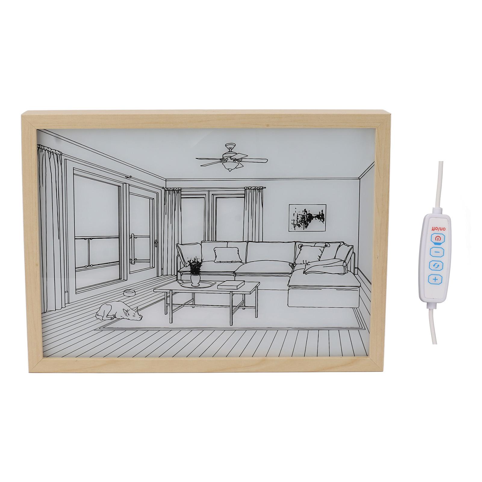 

LED Illuminated Wall Art Lighted Decor Light Shadow Photo Frame Painting 3 Colours Dimmable for Model 1