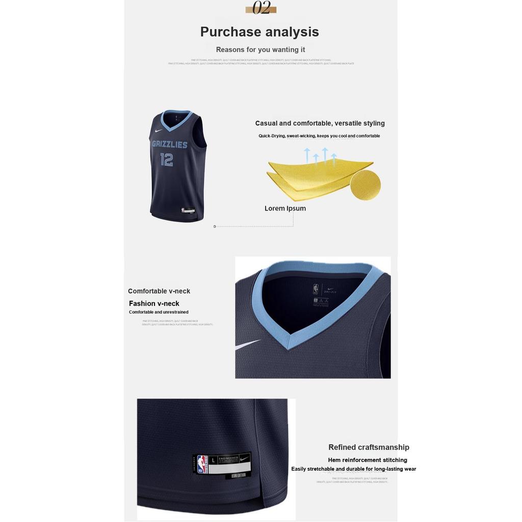 Nike X NBA Memphis Grizzlies Morant Quick-Dry Breathable Basketball Jersey Kids Jerseys Navy-Blue 3Z2B7BX2P00-GRIJM