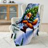 Festive fox with Christmas tree pattern Blanket Flannel Material Soft Warm for All Seasons,For Home Outdoor Camping Picnics RV