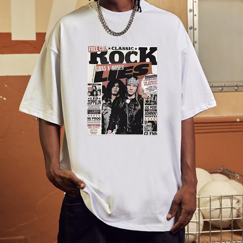 

Rock band Guns N Roses Axl Rose Slash Graphic T shirt Men Women Hip Hop vintage streetwear Unisex Cotton short sleeve Tshirts XL